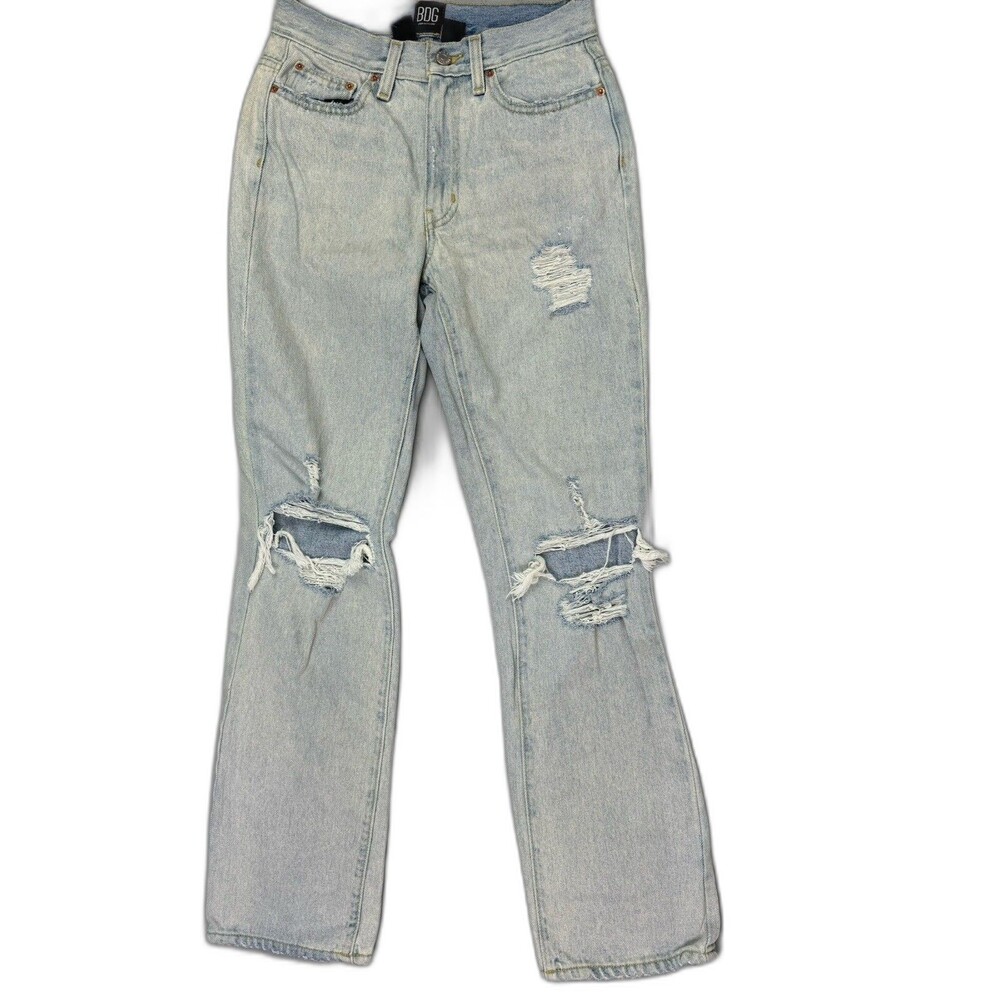 BDG Size 25 Womens Jeans Bootcut Distress Mid Rise Cotton Light Wash